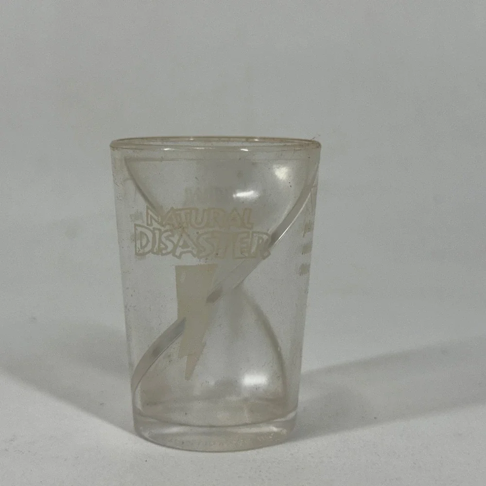 Natural Disaster Novelty Shot Glass Clear Plastic Spiral Divider Lightning Bolt‎